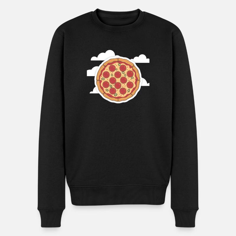 Pizza Stück Pizzeria - Männer Premium Bio Pullover - Schwarz