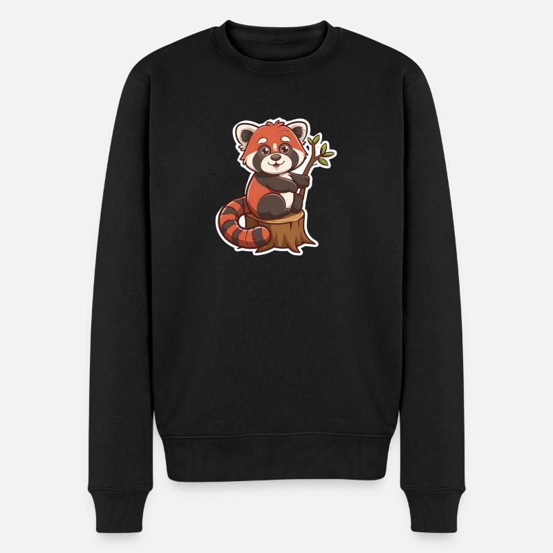 Panda roux totalement mignon - Pull Premium bio Homme - noir