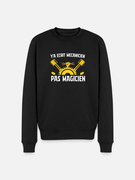 Y'a écrit mécanicien pas magicien - Pull Premium bio Homme - noir