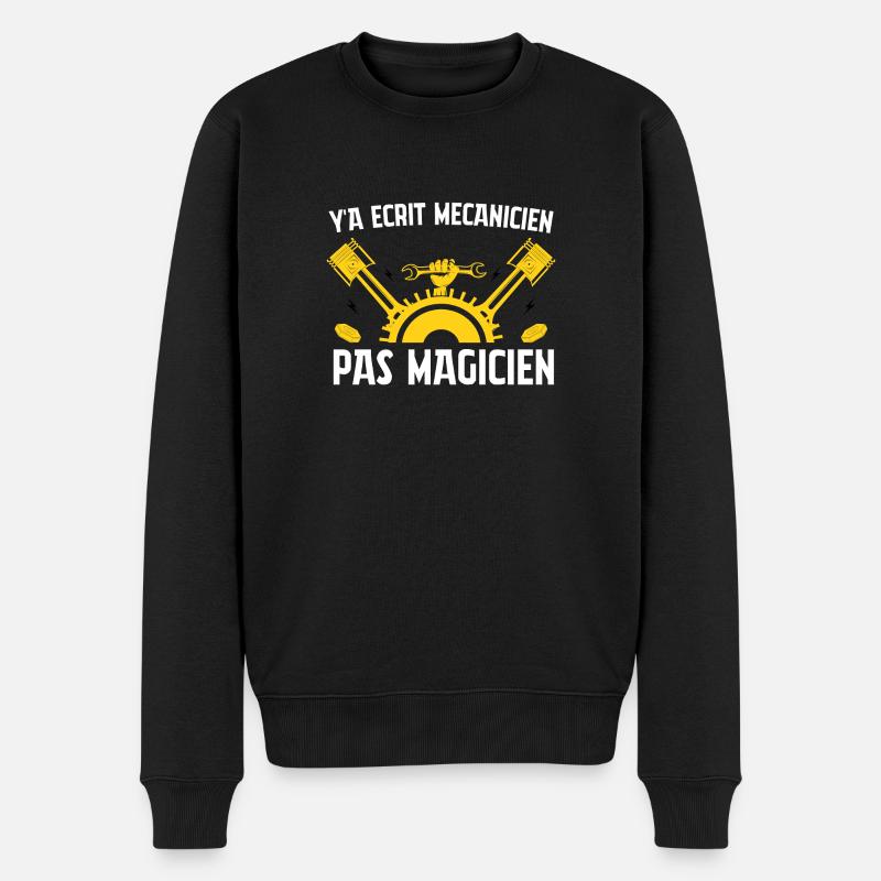 Y'a écrit mécanicien pas magicien - Pull Premium bio Homme - noir