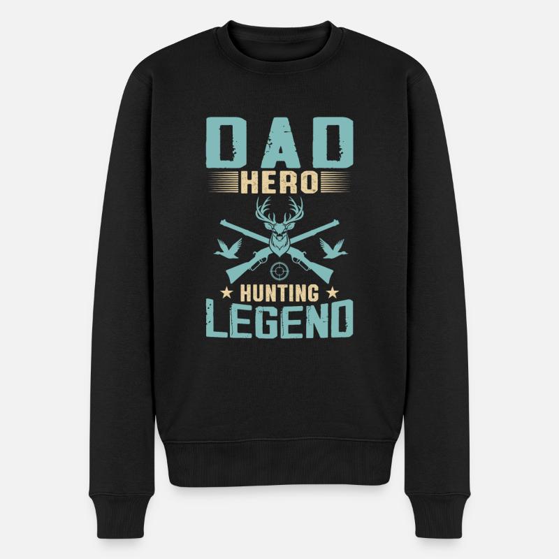 Dad Hero Jagdlegende - Männer Premium Bio Pullover - Schwarz
