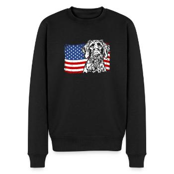 Deutsch Drahthaar US Amerika Fahne Hunde Wilsigns - Männer Premium Bio Pullover - Schwarz - Vorne - Nico (187cm)