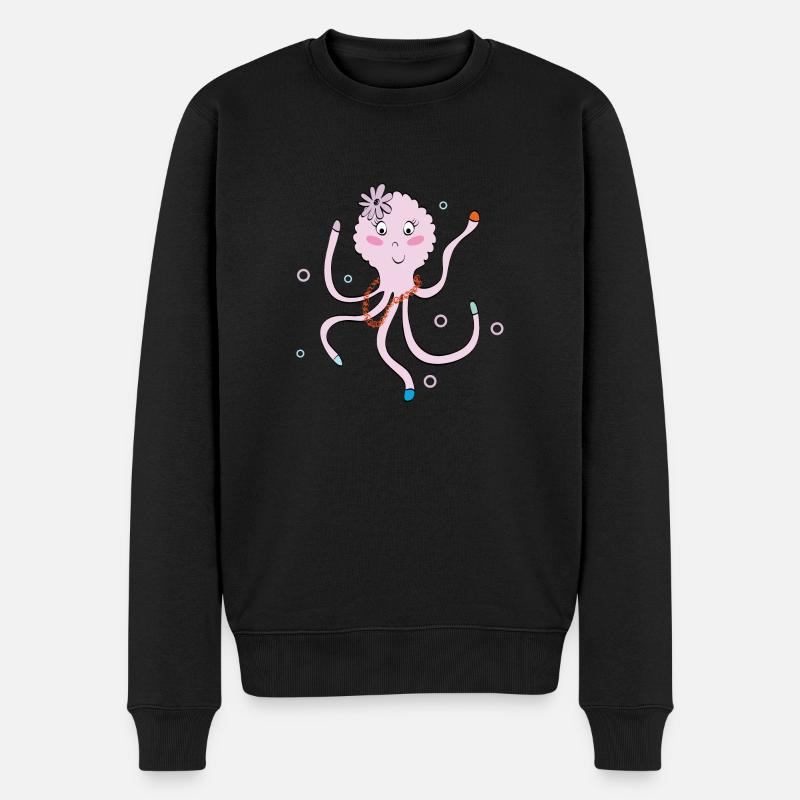 Drôle de poulpe rose - Pull Premium bio Homme - noir