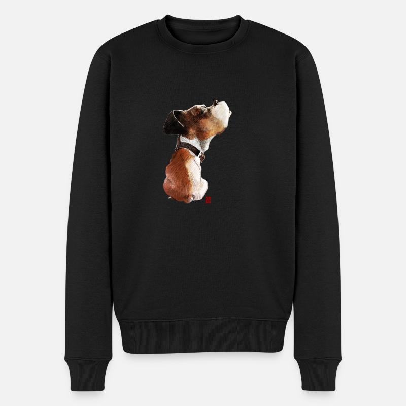 Sketchy Boxer - Männer Premium Bio Pullover - Schwarz
