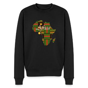 Woezoo - Carte Afrique tissu imprimé - Pull Premium bio Homme - noir - Devant - Nico (187cm)