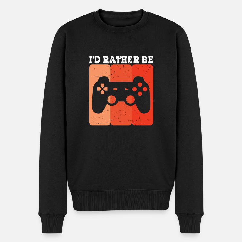 i d rather be - Männer Premium Bio Pullover - Schwarz