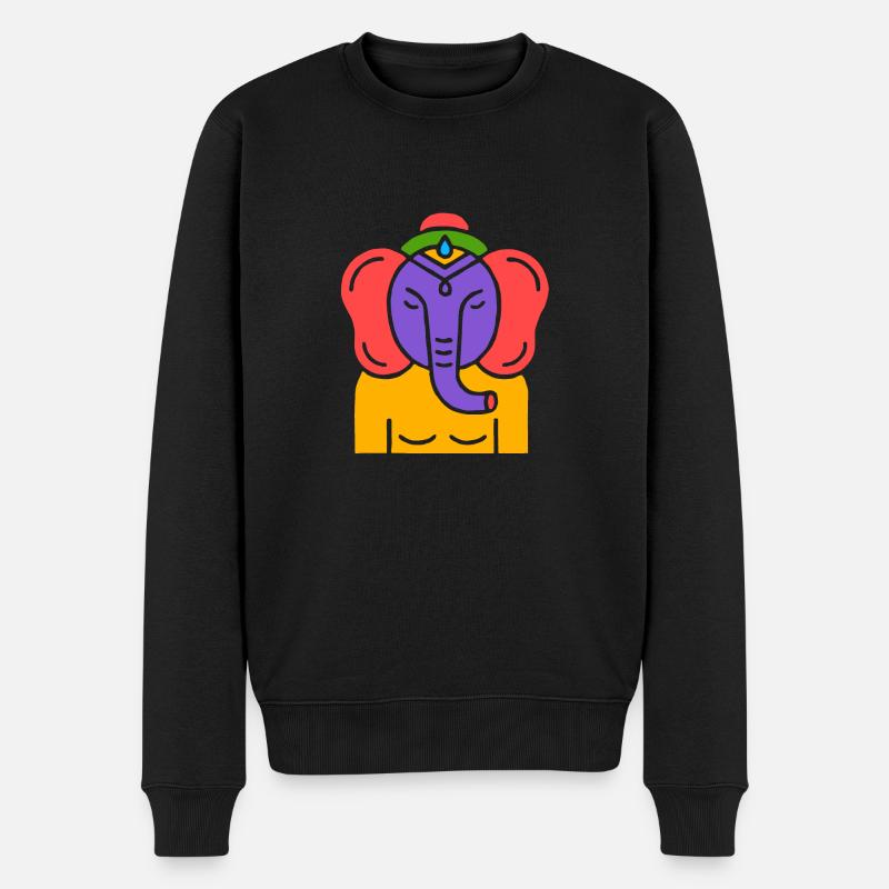 Symbole d’un éléphant indien, culture de l’Inde - Pull Premium bio Homme - noir