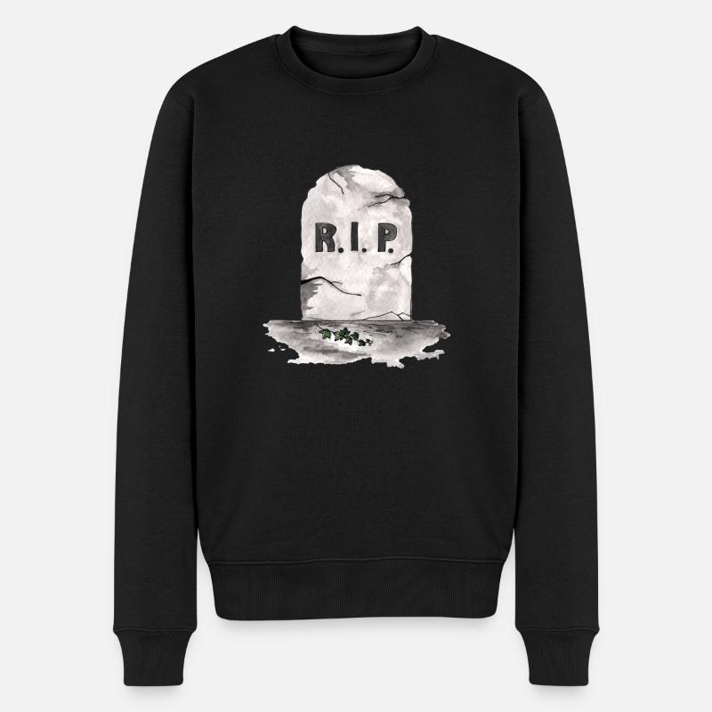Rest in Peace Grabstein RIP - Männer Premium Bio Pullover - Schwarz