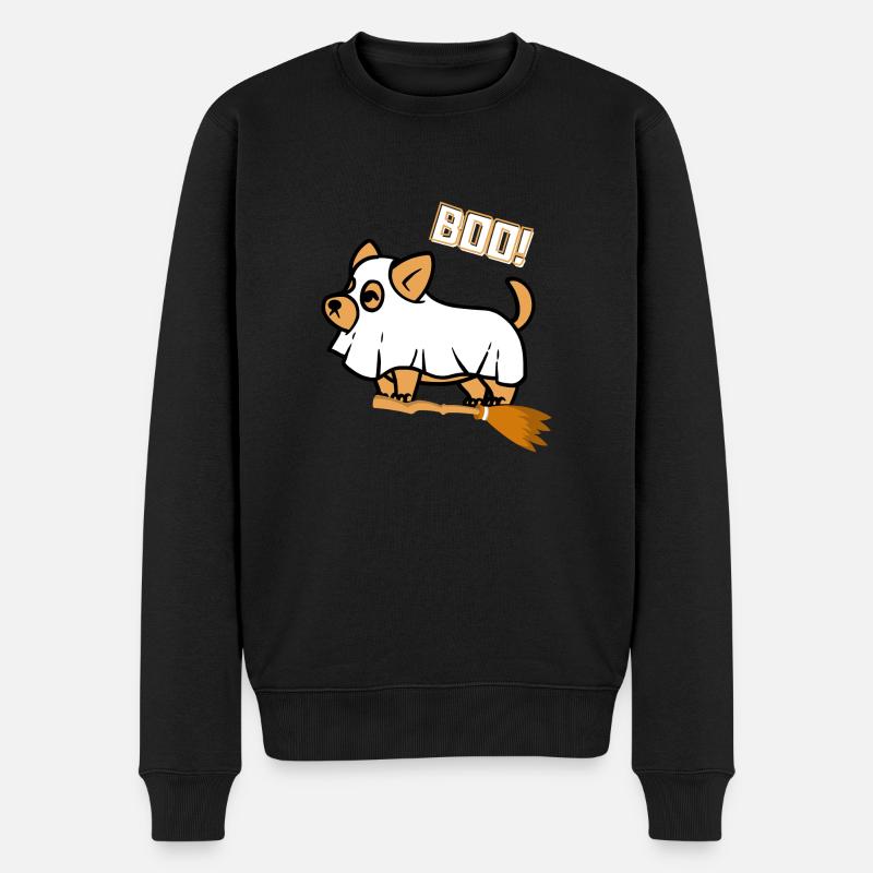 Niedlicher Halloween-Hund BOO - Männer Premium Bio Pullover - Schwarz