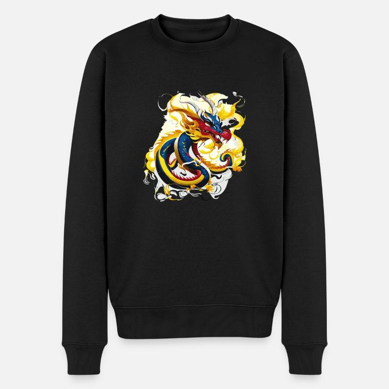 Chinesischer Drache (Kunstsammlung) - Männer Premium Bio Pullover - Schwarz