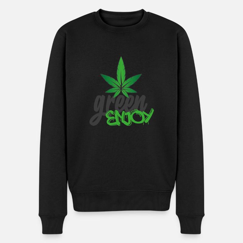 Green Enjoy - Männer Premium Bio Pullover - Schwarz