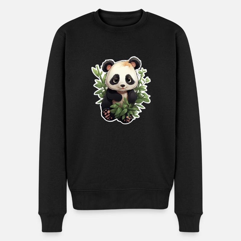 Panda niedlich - Männer Premium Bio Pullover - Schwarz