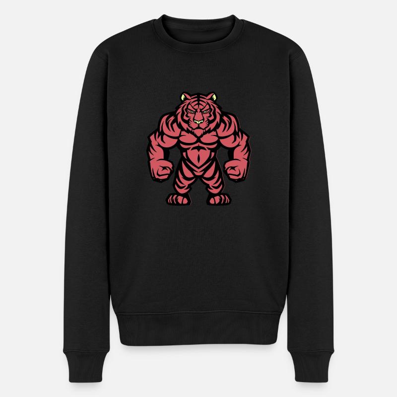 tiger stark comic - Männer Premium Bio Pullover - Schwarz