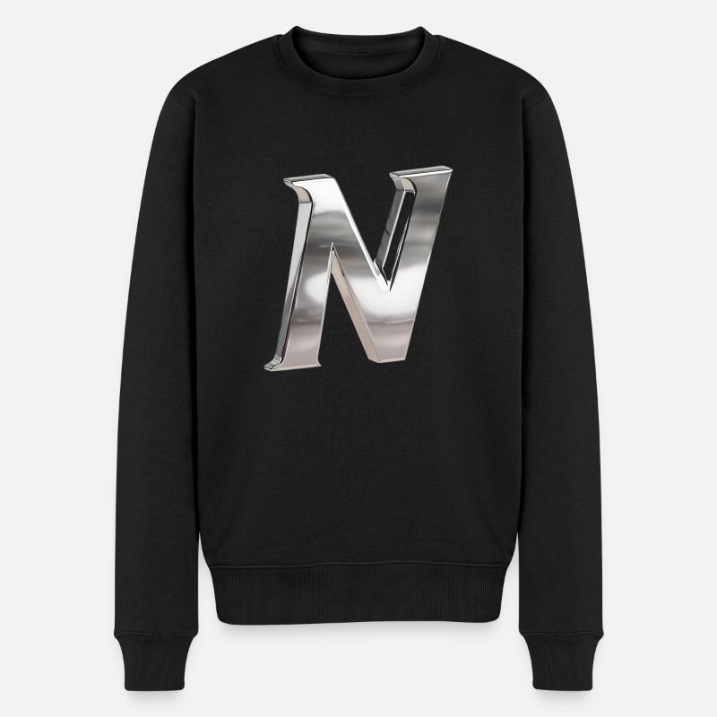 Chrome ,, N " Métallisé - Pull Premium bio Homme - noir