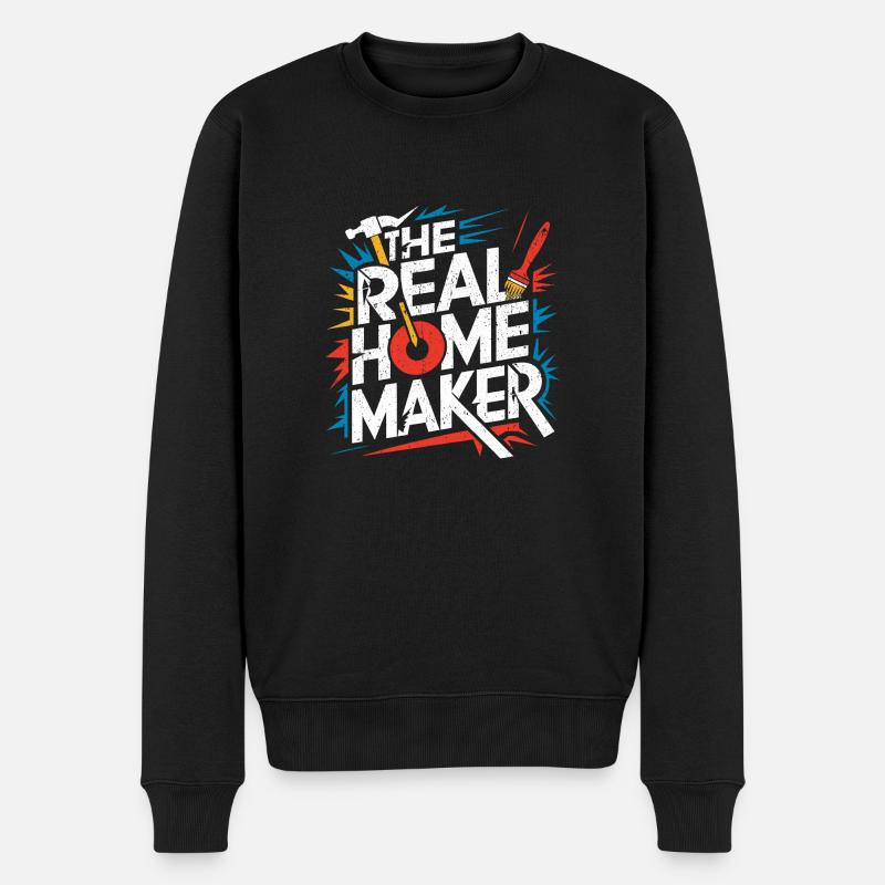 Renovierungs-Liebhaber Look - Männer Premium Bio Pullover - Schwarz