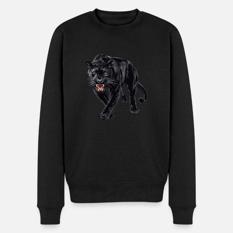 Panther - Männer Premium Bio Pullover - Schwarz