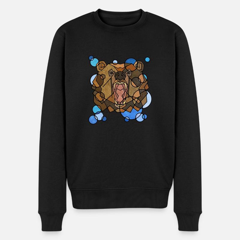 Bär Geometrie - Männer Premium Bio Pullover - Schwarz