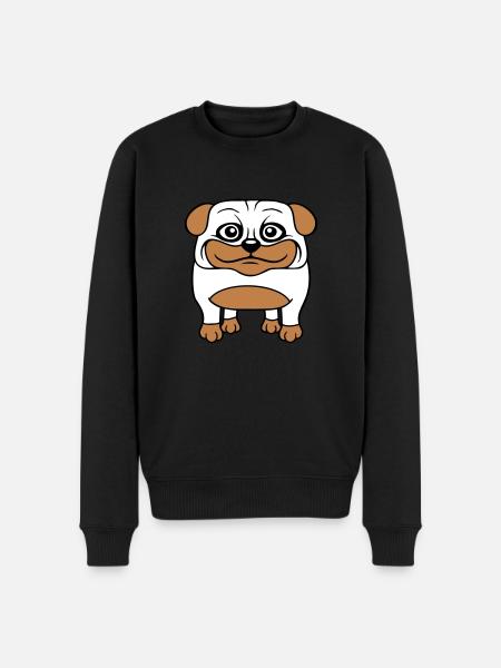 Hund Mops Lille Sød Pik Kærlighed Glad Komisk Sjov - Økologisk premium-sweatshirt til mænd - sort