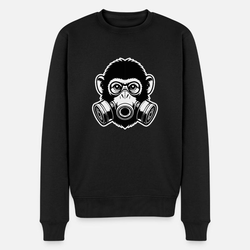 Affen-Gasmaske - Männer Premium Bio Pullover - Schwarz