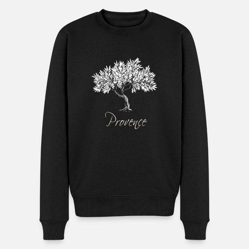 Weißer mediterraner Olivenbaum aus der Provence, schick - Männer Premium Bio Pullover - Schwarz