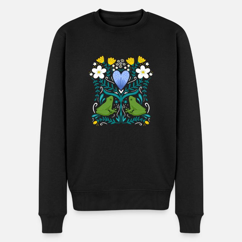 Grenouilles et fleurs - Pull Premium bio Homme - noir