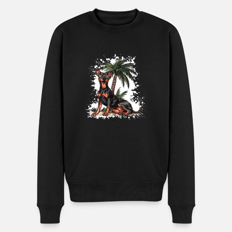 Dobermann Hund Sommer - Männer Premium Bio Pullover - Schwarz