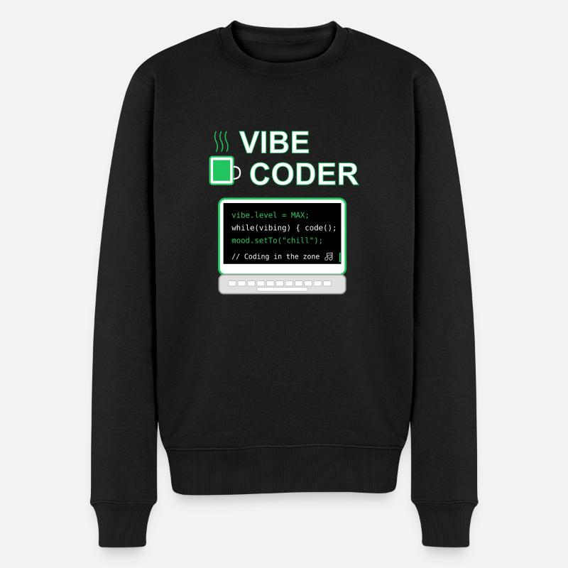 Vibe Coder - Männer Premium Bio Pullover - Schwarz