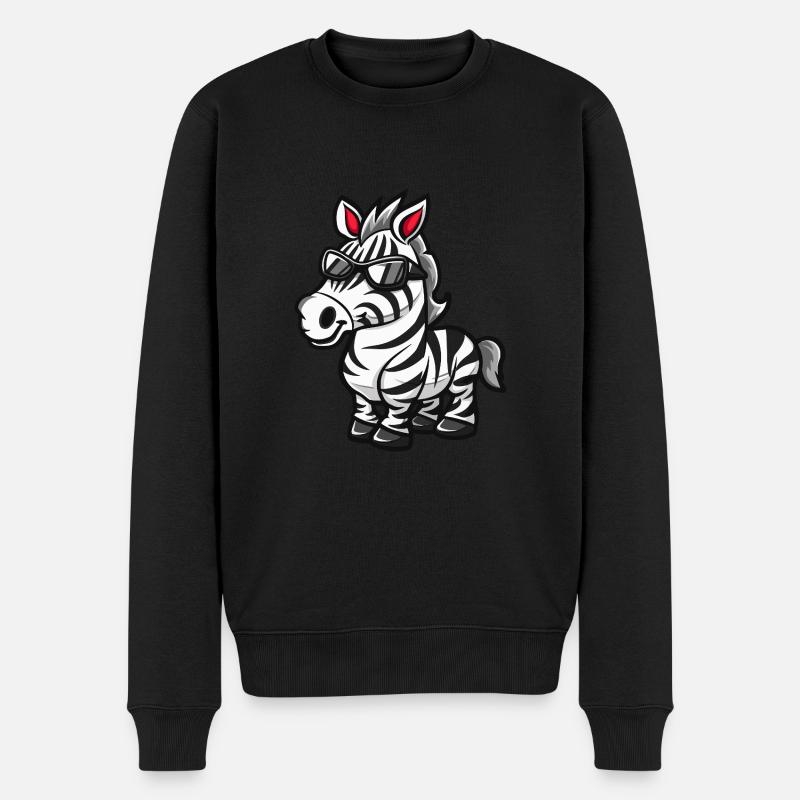 Zebra Cool Tier - Männer Premium Bio Pullover - Schwarz