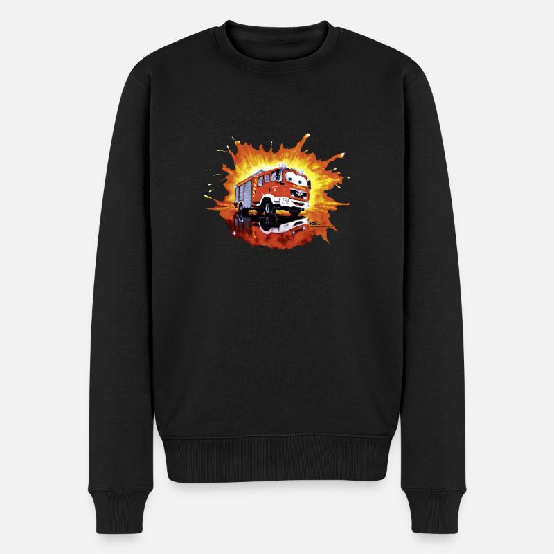 Kinder Feuerwehrauto MAN Comic - Männer Premium Bio Pullover - Schwarz
