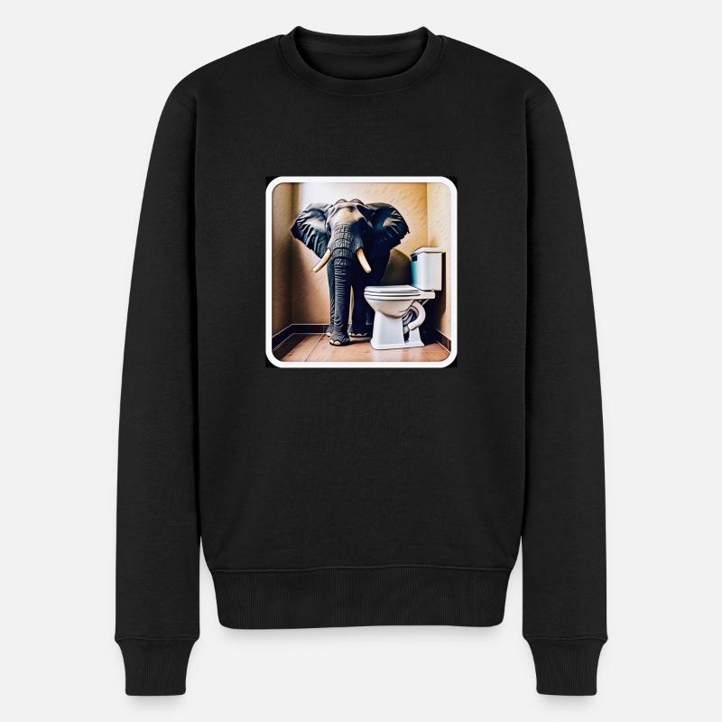 Éléphant debout dans les toilettes - Pull Premium bio Homme - noir