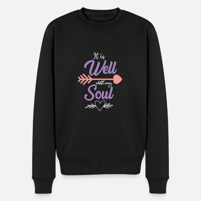 bibelvers seele jesus - Männer Premium Bio Pullover - Schwarz