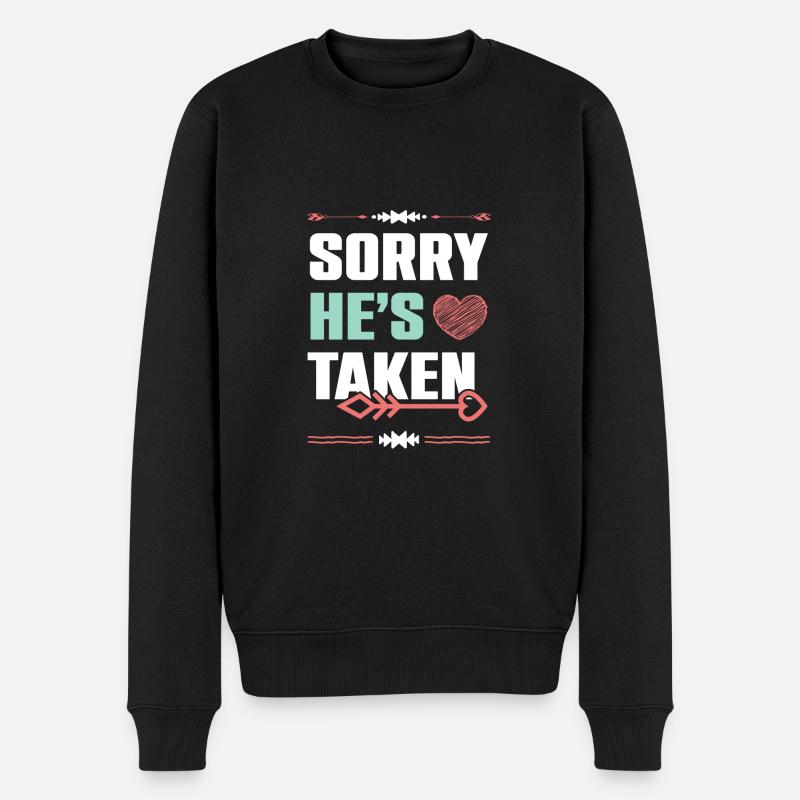 er ist vergeben spruch - Männer Premium Bio Pullover - Schwarz