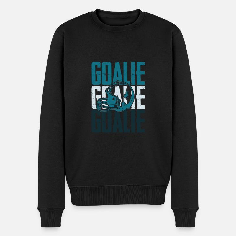 ice hockey goalie spruch - Männer Premium Bio Pullover - Schwarz