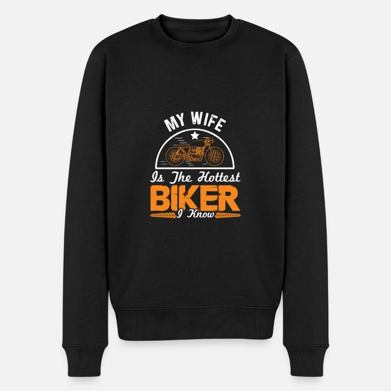 motorrad ehefrau spruch - Männer Premium Bio Pullover - Schwarz