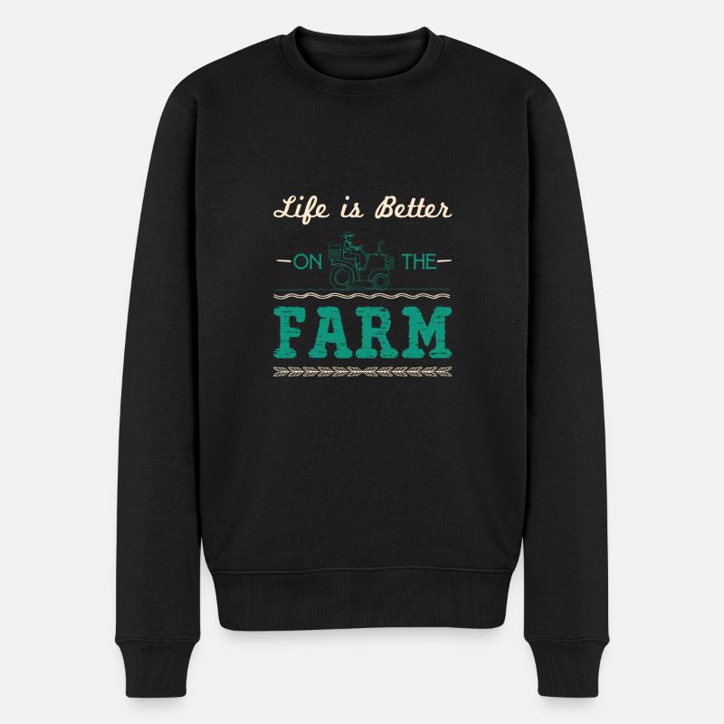 leben ist besser farmer - Männer Premium Bio Pullover - Schwarz
