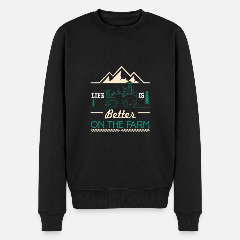 leben ist besser farmer - Männer Premium Bio Pullover - Schwarz