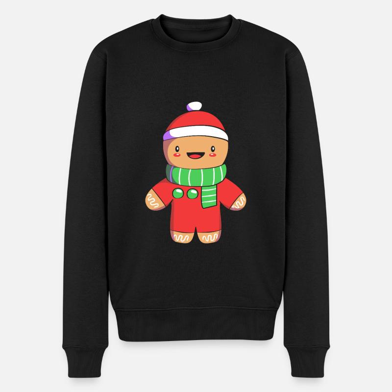 Lebkuchenmann Weihnachten Lebkuchen - Männer Premium Bio Pullover - Schwarz