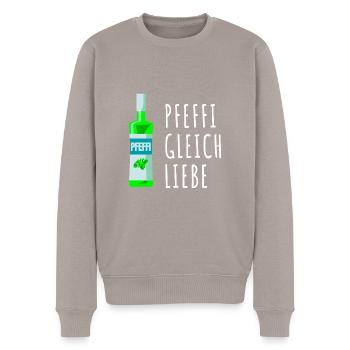Pfefferminz Likör Pfeffi Vatertag Sauf - Männer Premium Bio Pullover - Taupe - Vorne - Nico (187cm)