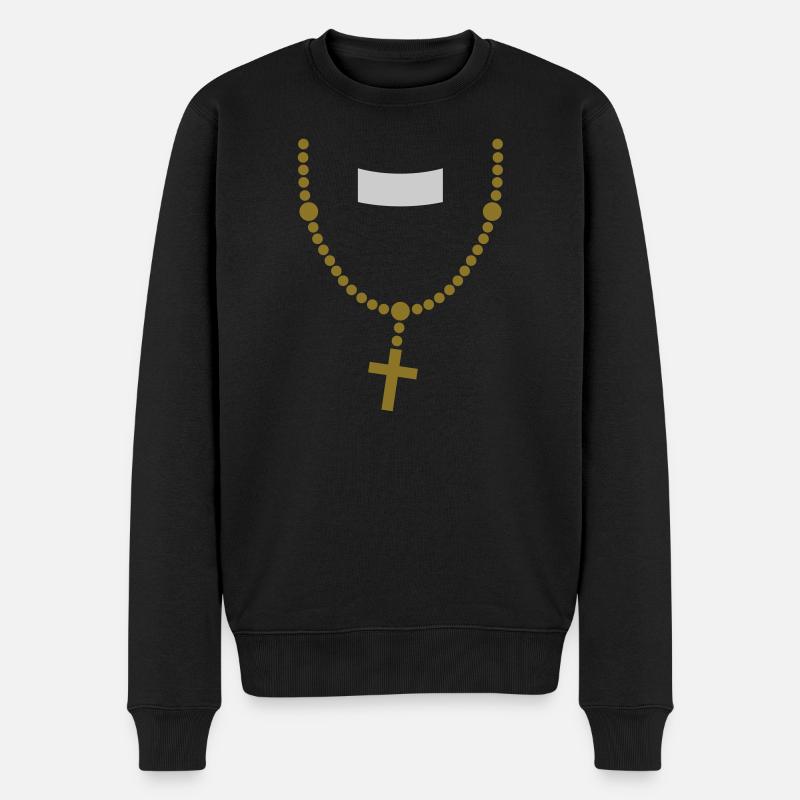 large_please_priest_vector - Männer Premium Bio Pullover - Schwarz