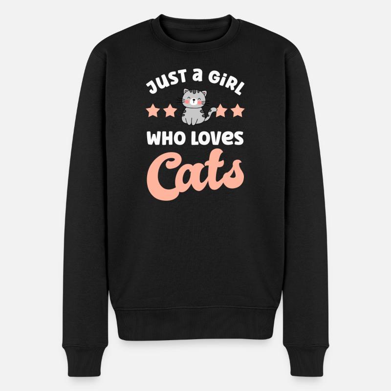 Katze Katzen - Männer Premium Bio Pullover - Schwarz