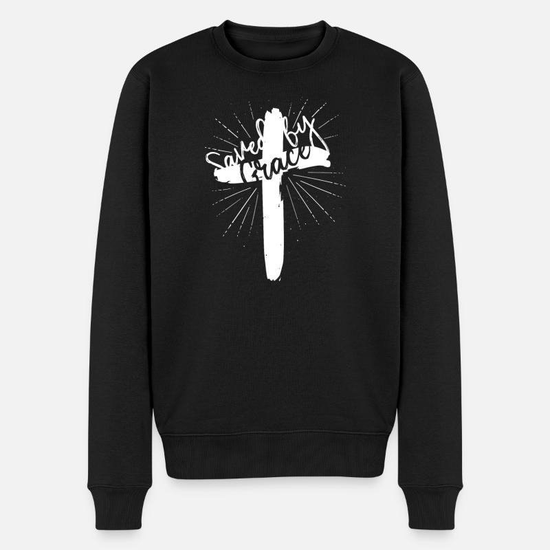 Saved by Grace - Männer Premium Bio Pullover - Schwarz