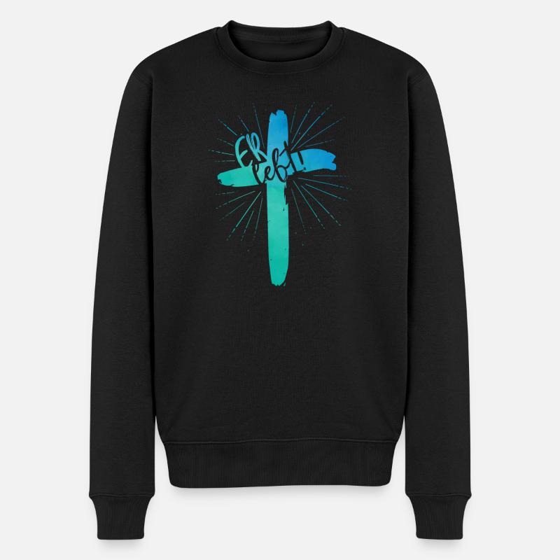 Er lebt - Männer Premium Bio Pullover - Schwarz