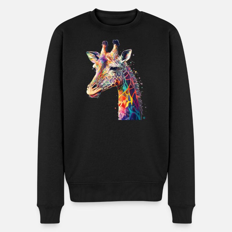 Giraffe - Männer Premium Bio Pullover - Schwarz