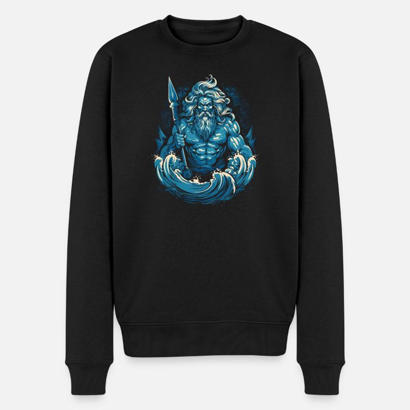 Poseidon - Männer Premium Bio Pullover - Schwarz