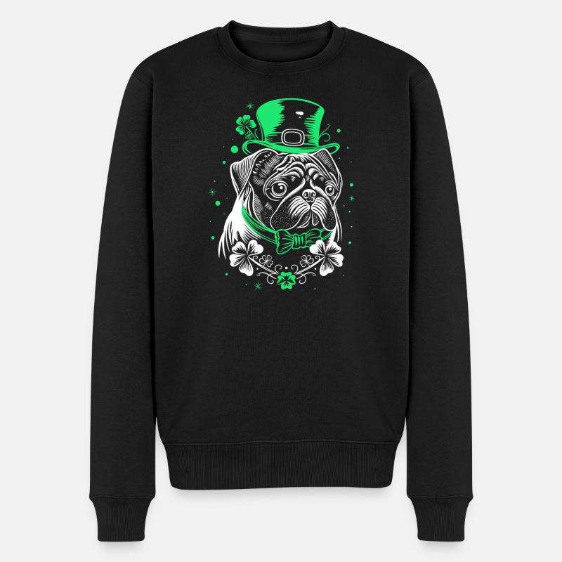 Carlin avec chapeau de la Saint-Patrick - Pull Premium bio Homme - noir