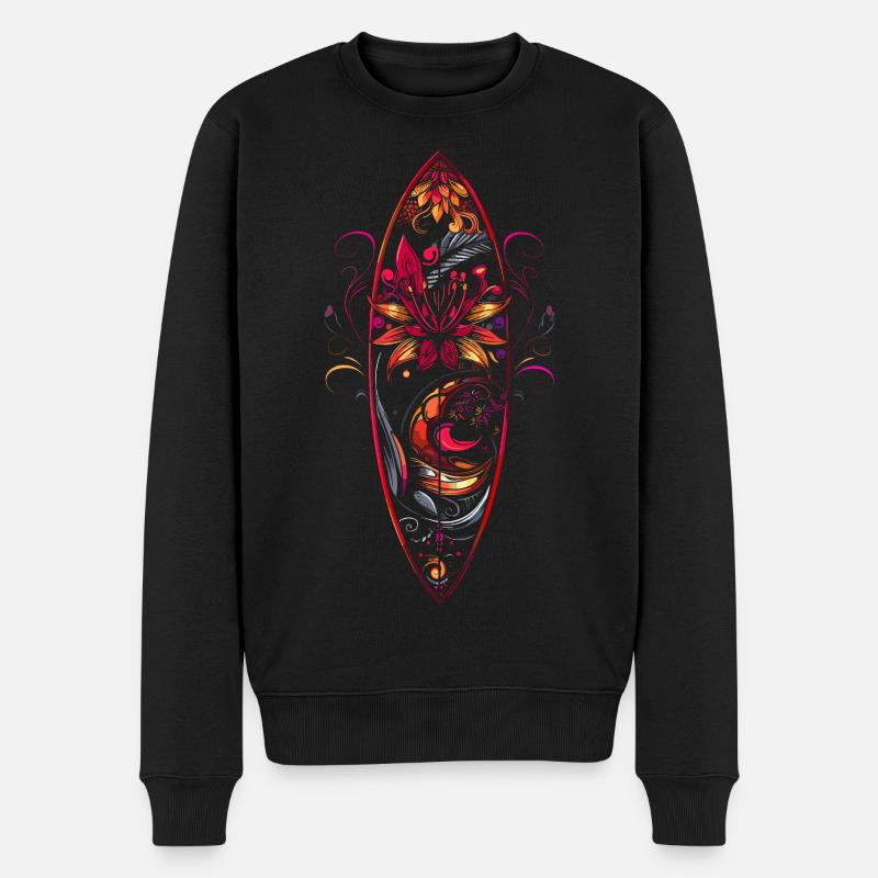 Surfbrett Cartoon - Männer Premium Bio Pullover - Schwarz