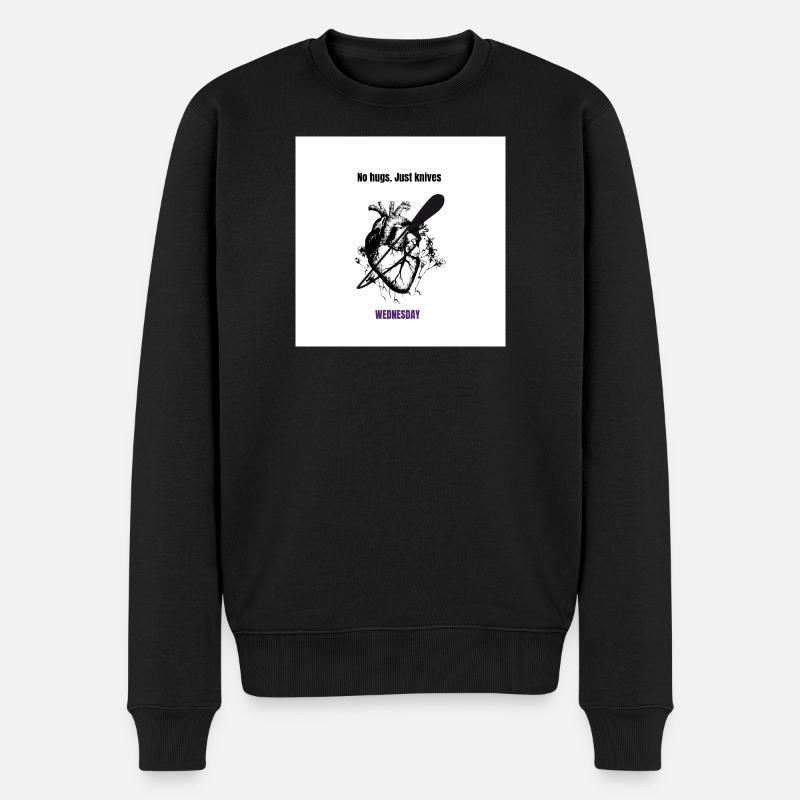 No hugs, just knives. WEDNESDAY  - Männer Premium Bio Pullover - Schwarz