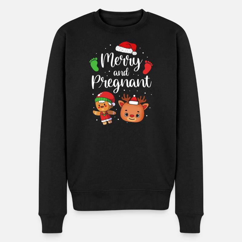 Werdende Mutter Weihnachten Gender Reveal - Männer Premium Bio Pullover - Schwarz