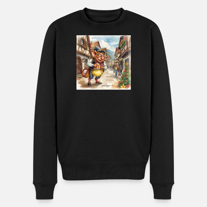 Goblin am Weihnachtsmarkt - Männer Premium Bio Pullover - Schwarz