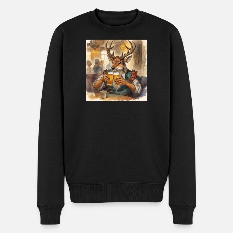 Wirtshaus Hirsch Prost - Männer Premium Bio Pullover - Schwarz